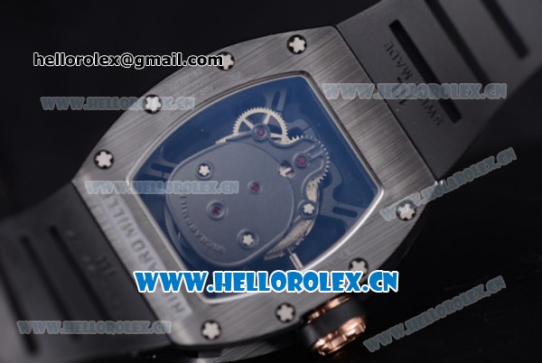 Richard Mille RM052 Miyota 9015 Automatic PVD Case with Skull Dial and Black Rubber Strap - Click Image to Close
